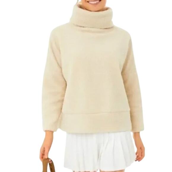Tuckernuck XS Cream Rollins Funnel Neck Sweater Faux Sherpa Fuzzy Cozy Neutral - Picture 1 of 9